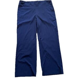 Chicos Womens Navy Blue Wide Leg Pull‎ On Stretch Career Casual Pants